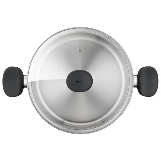 سرویس 11 پارچه استیل پرایمری تفال مدل E308SB74 (قابلمه 18,20,24 / شیرجوس دردار 16 / 3 ابزار) – تصویر ۲