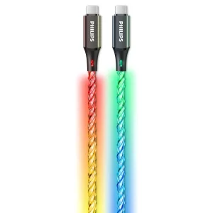 کابل تایپ سی ۶۰ وات فیلیپس مدل DLC5130C با نور RGB اصل یک متری