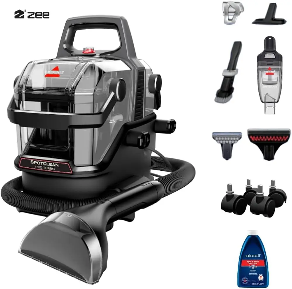 مجموعه کامل مبلشوی و لکهبر بیسل SpotClean Turbo Pro به همراه نازلهای مختلف، چرخها و محلول شوینده
